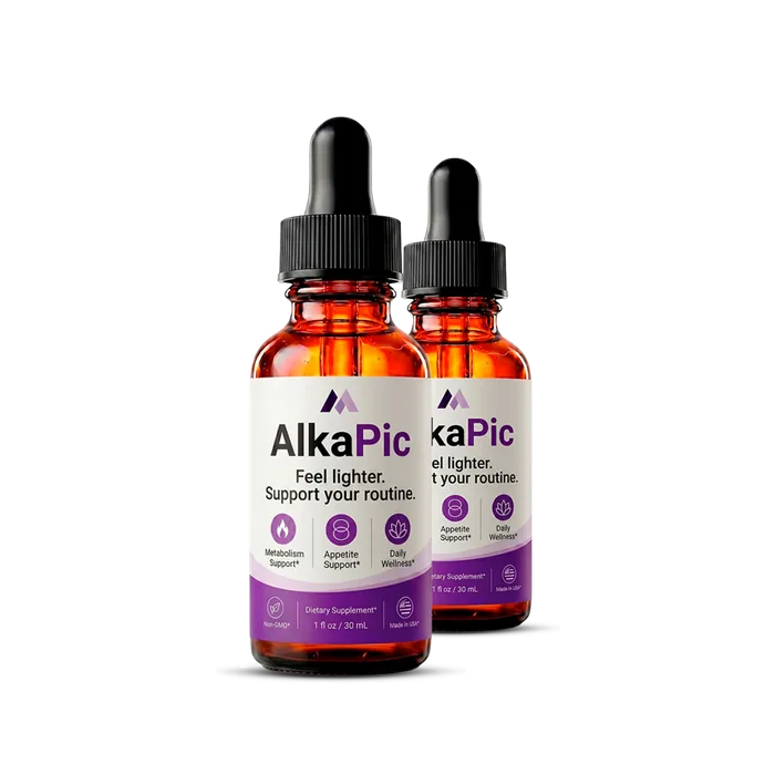 Two AlkaPic 1 fl oz dropper bottles